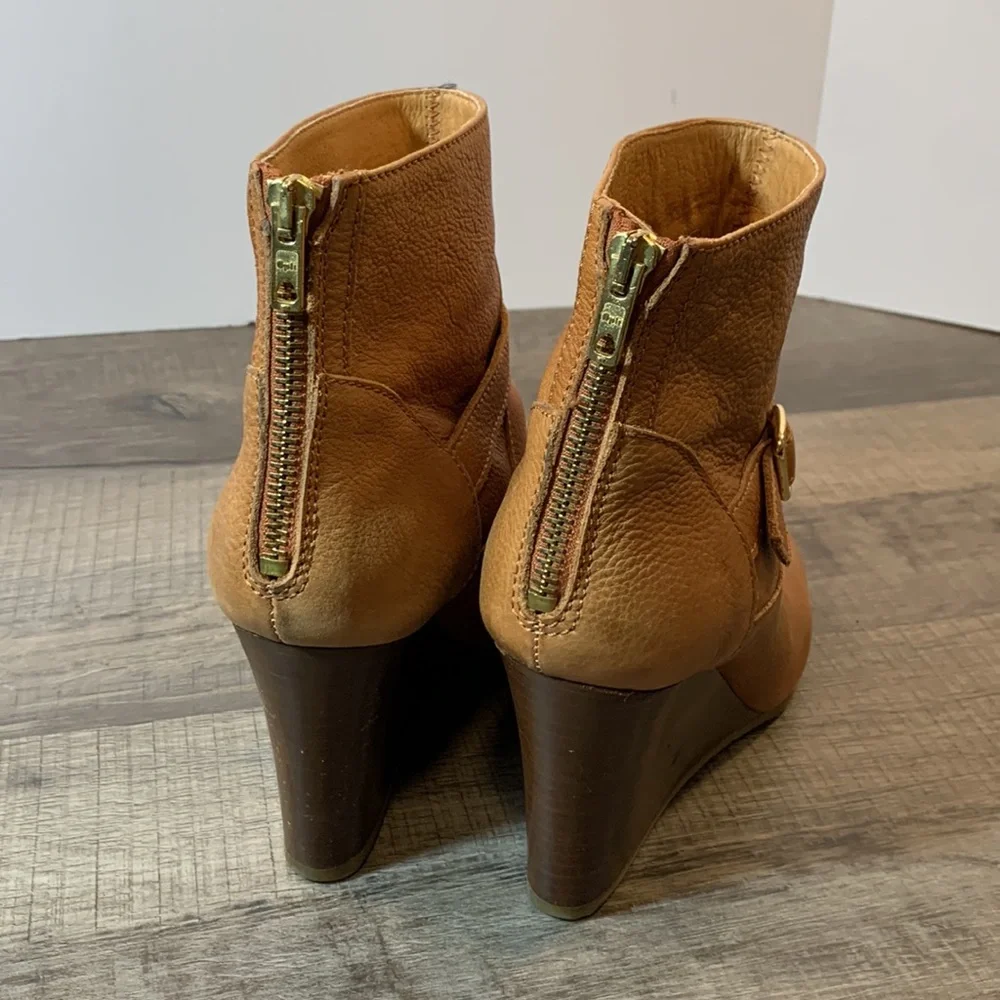 J. Crew brown leather wedge boots size 8